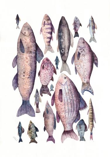 Print of Fish Paintings by Ula Basińska
