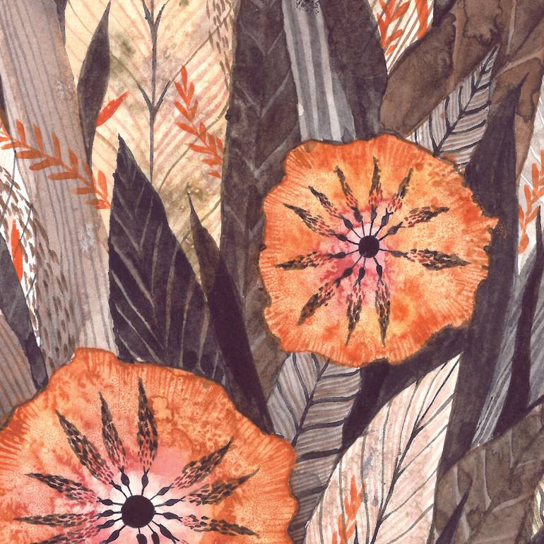 Original Illustration Floral Painting by Ula BasińSka