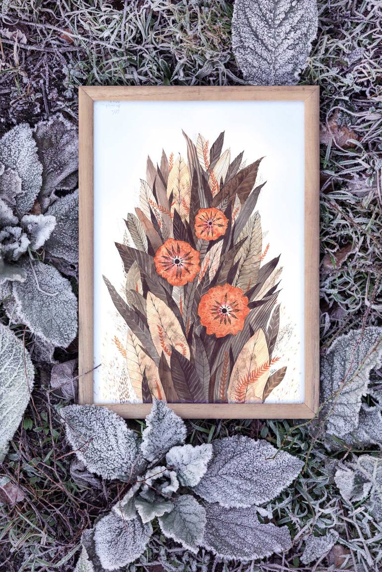 Original Illustration Floral Painting by Ula BasińSka