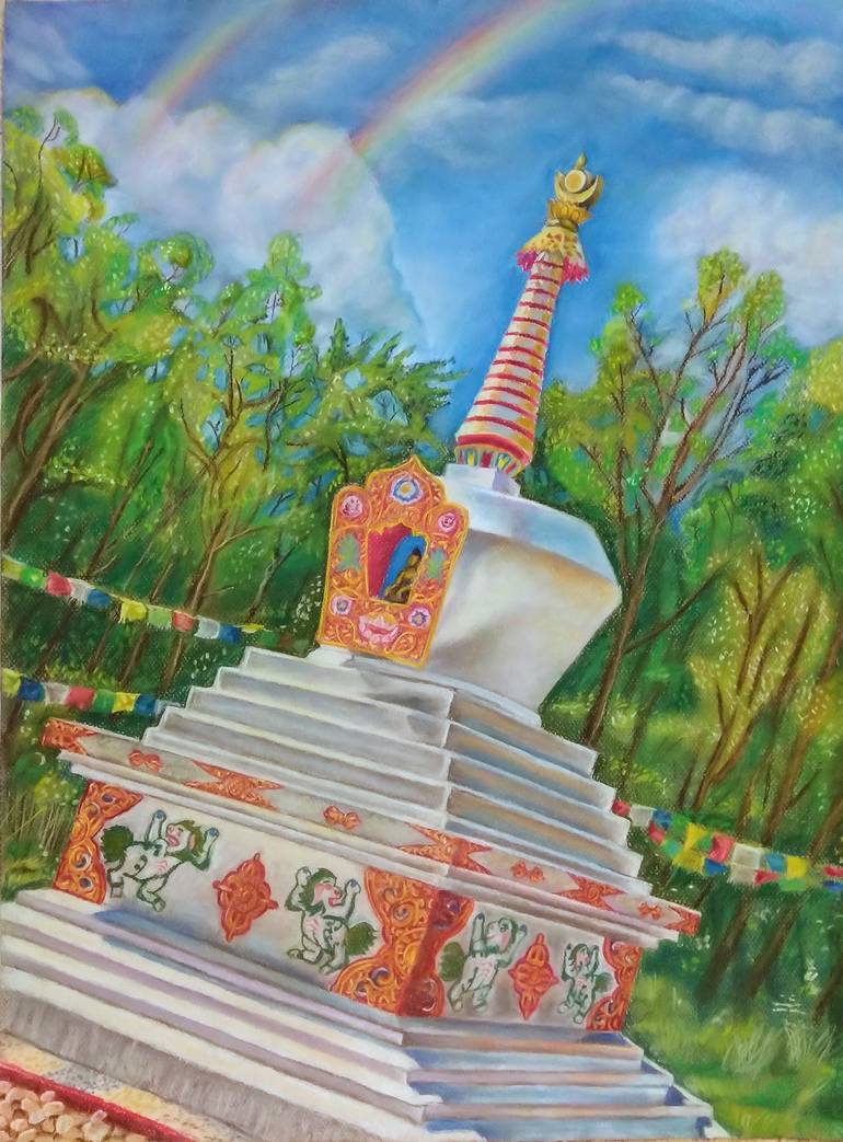 Stupa Drawing by Nicole Abuhamada | Saatchi Art