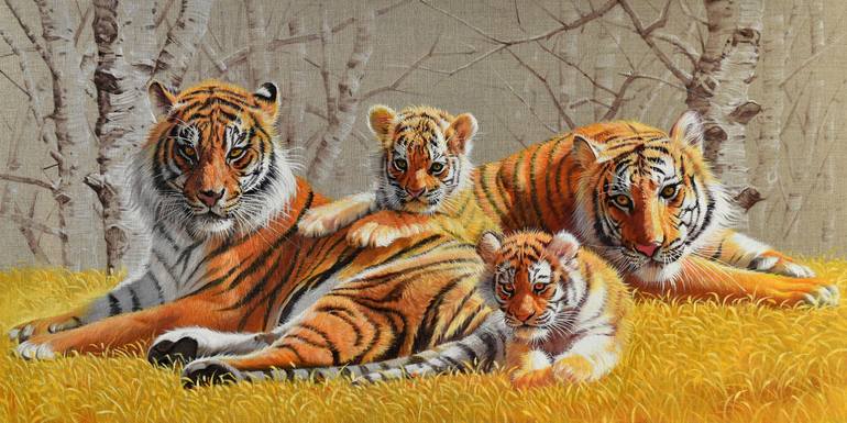 Tiger Family Watercolor Illustration Tiger Portrait Father Tiger Cub Stock  Illustration by ©inna73 #489391576