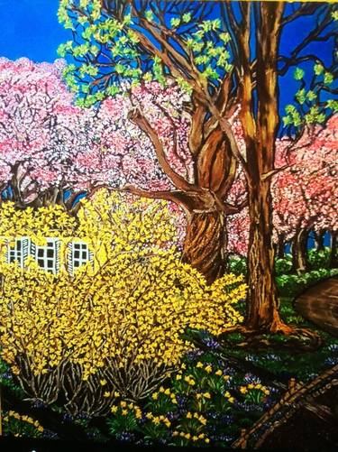 Original Impressionism Garden Paintings by Behnaz Hofelich