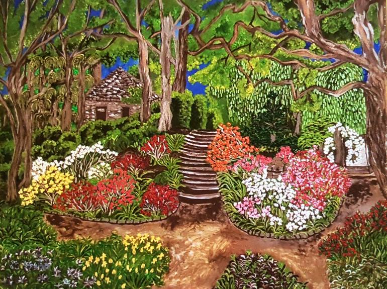 Enchanted Garden Painting By Behnaz Hofelich 