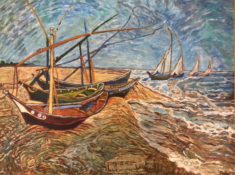 Original Impressionism Beach Painting by Behnaz Hofelich