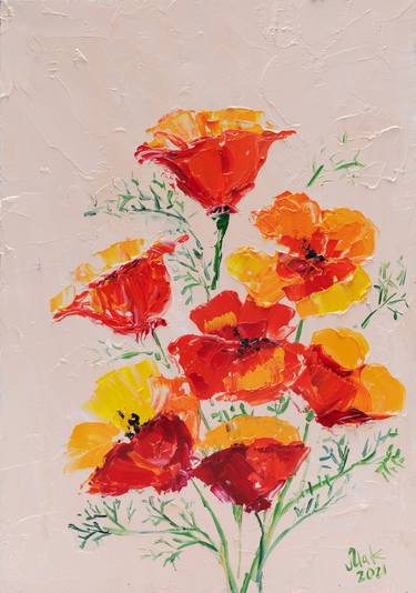 Original Impressionism Floral Painting by Nataly Mak