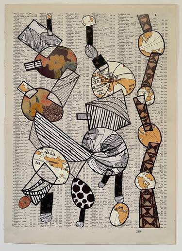 Original Art Deco Abstract Collage by Nancy Goodman Lawrence