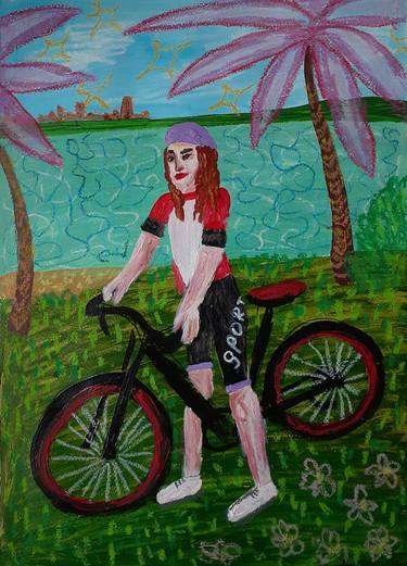 Print of Figurative Bicycle Paintings by Anastasiia Anferova