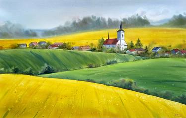 Yellow field, spring in Czech Republic thumb