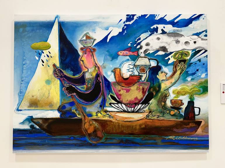 Original Expressionism Ship Painting by Rio Ahn