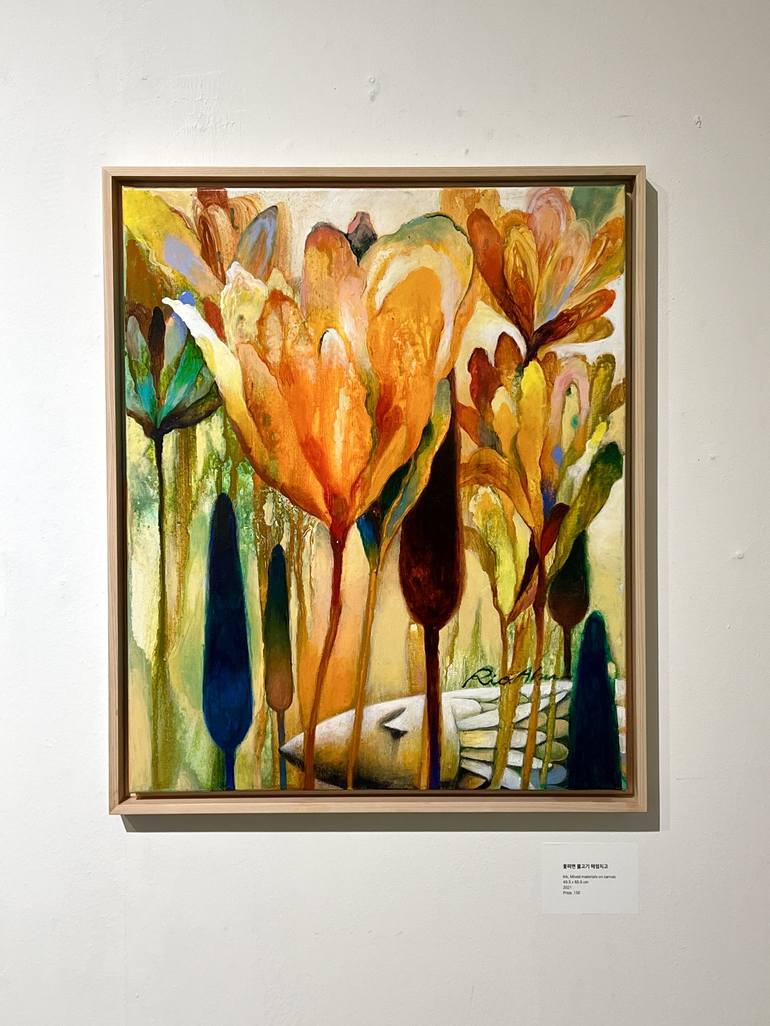 Original Expressionism Floral Painting by Rio Ahn