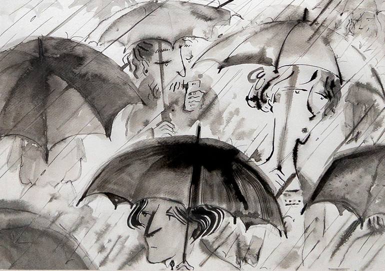 On a rainy day Drawing by Rio Ahn | Saatchi Art Belgium