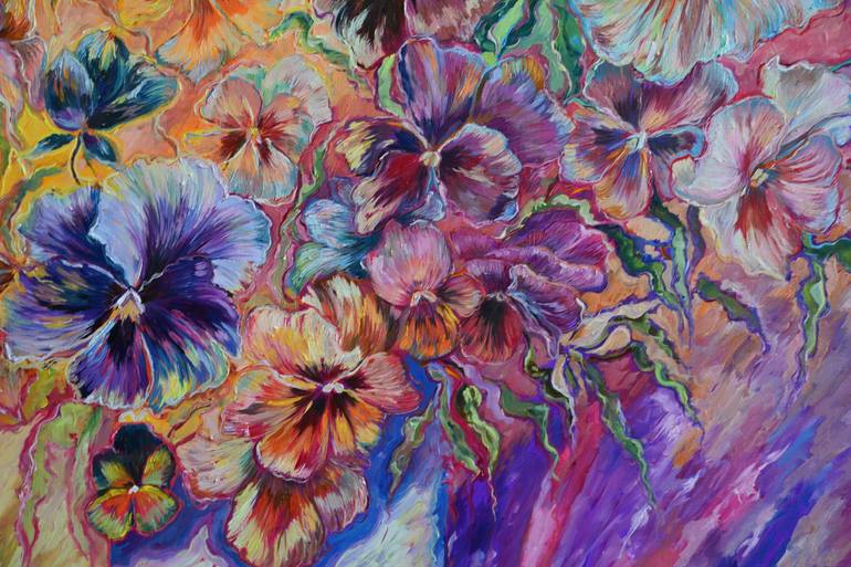 Original Abstract Floral Painting by Katarzyna Machejek