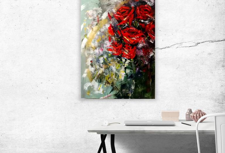 Roses strokes Painting by Katarzyna Machejek | Saatchi Art