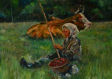 Print of Cows Paintings by Katarzyna Machejek