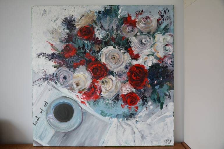 Original Abstract Floral Painting by Katarzyna Machejek