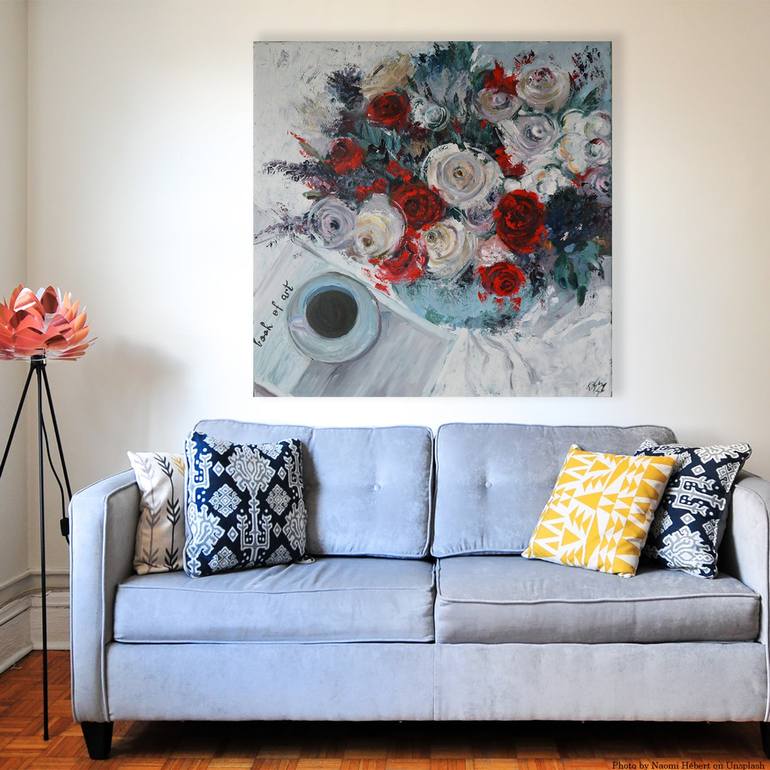 Original Abstract Floral Painting by Katarzyna Machejek
