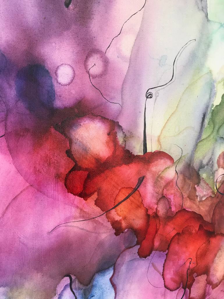 Original Art Deco Abstract Painting by Nilüfer Feyza