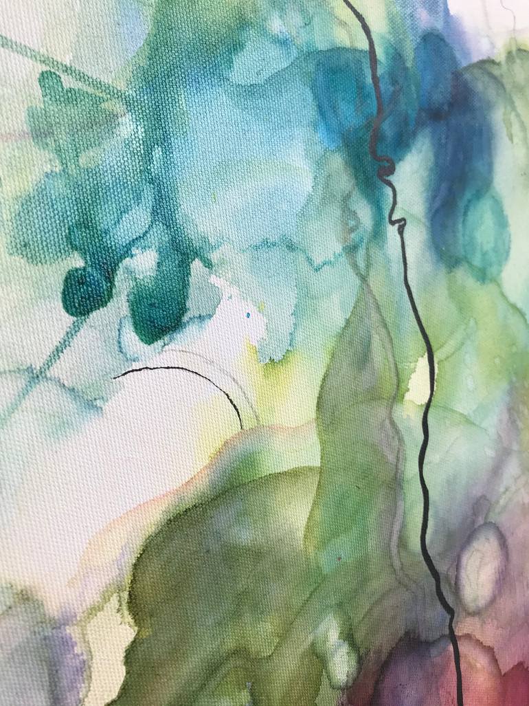 Original Art Deco Abstract Painting by Nilüfer Feyza