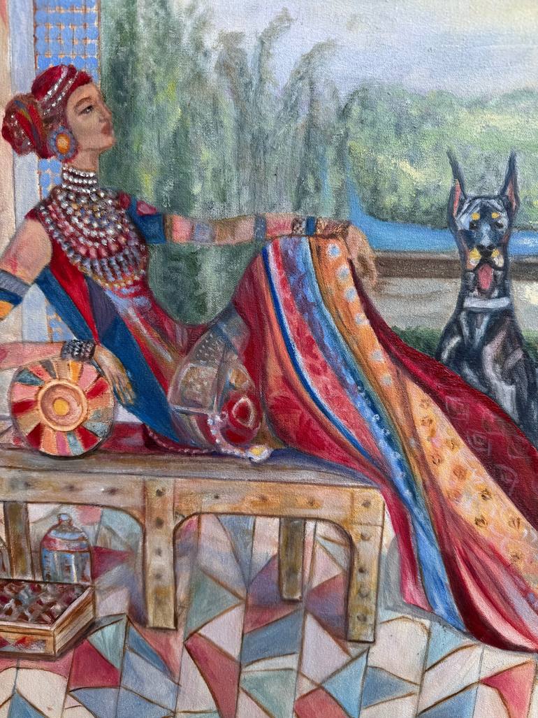 Original Art Deco Landscape Painting by Lela Karamanishvili