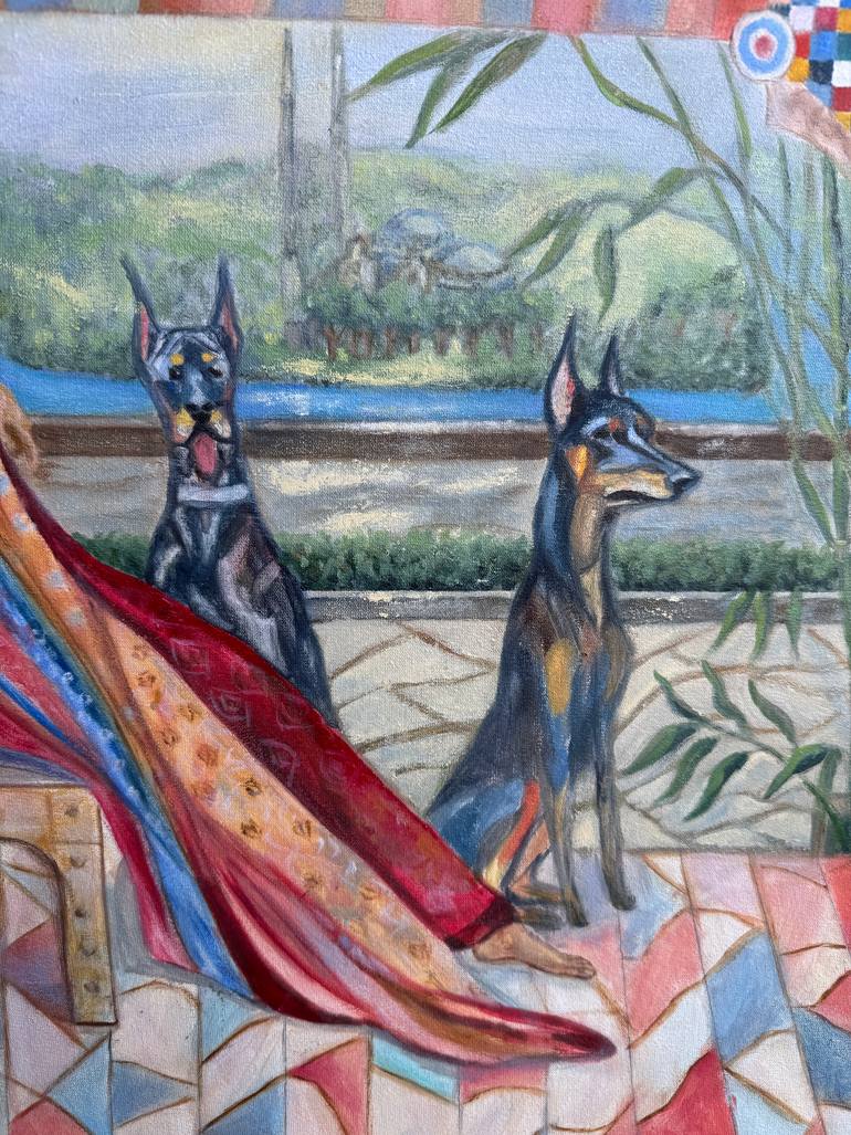 Original Art Deco Landscape Painting by Lela Karamanishvili