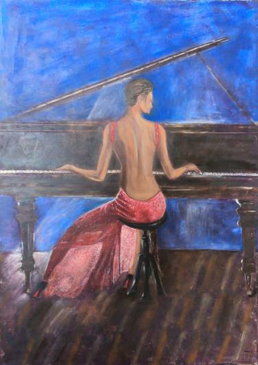 Original Art Deco Music Paintings by Lela Karamanishvili