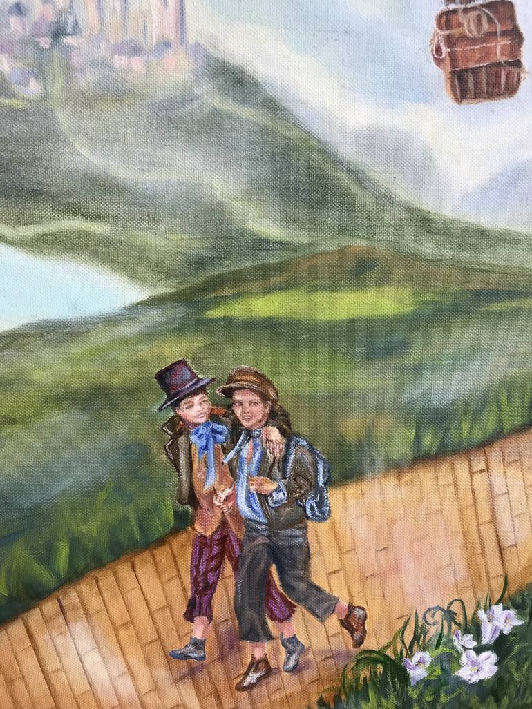 Original Art Deco Landscape Painting by Lela Karamanishvili