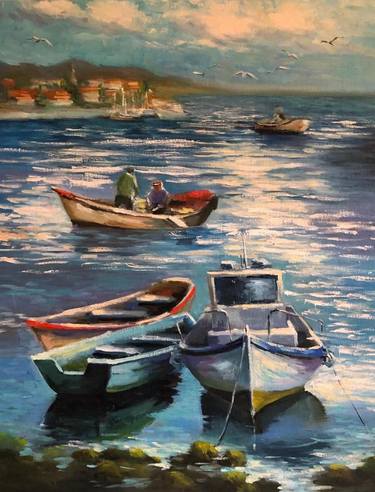 Original Boat Paintings by Tatyana Rykova