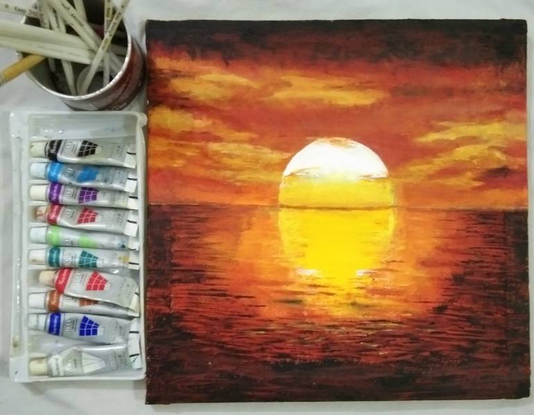 Original Impressionism Seascape Painting by Discrete Shadow