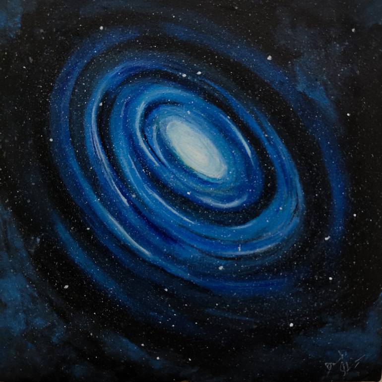 Blue Cosmos Painting by Discrete Shadow | Saatchi Art