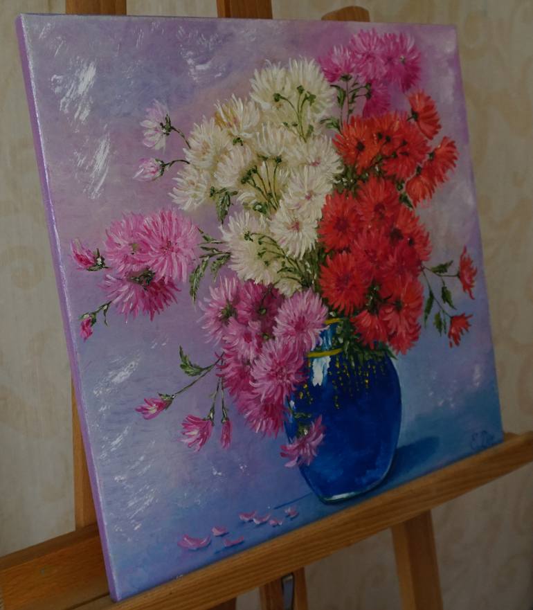 Original Art Deco Floral Painting by Olena Dmytrenko