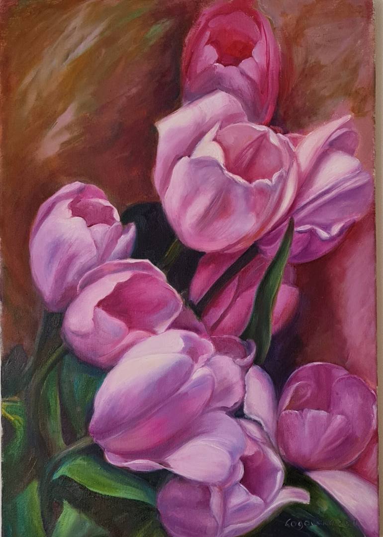 Tulips Painting by Snezana Logovska | Saatchi Art