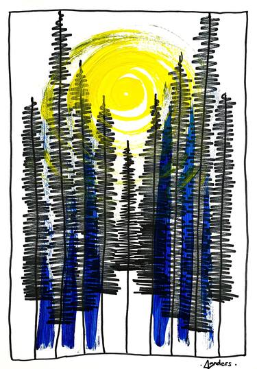 SUNNY PINE FOREST DANCE acrylic trees landscape for living room marker thumb