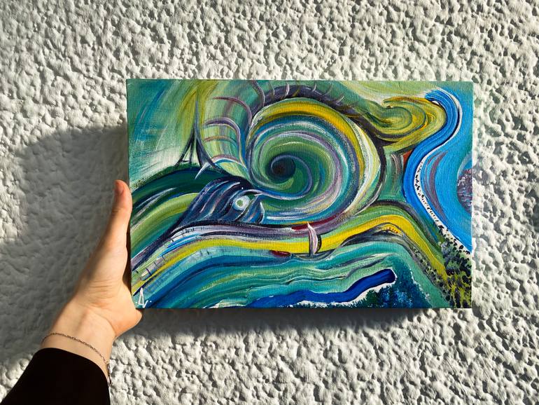 Original Surrealism Boat Painting by Alina Landers