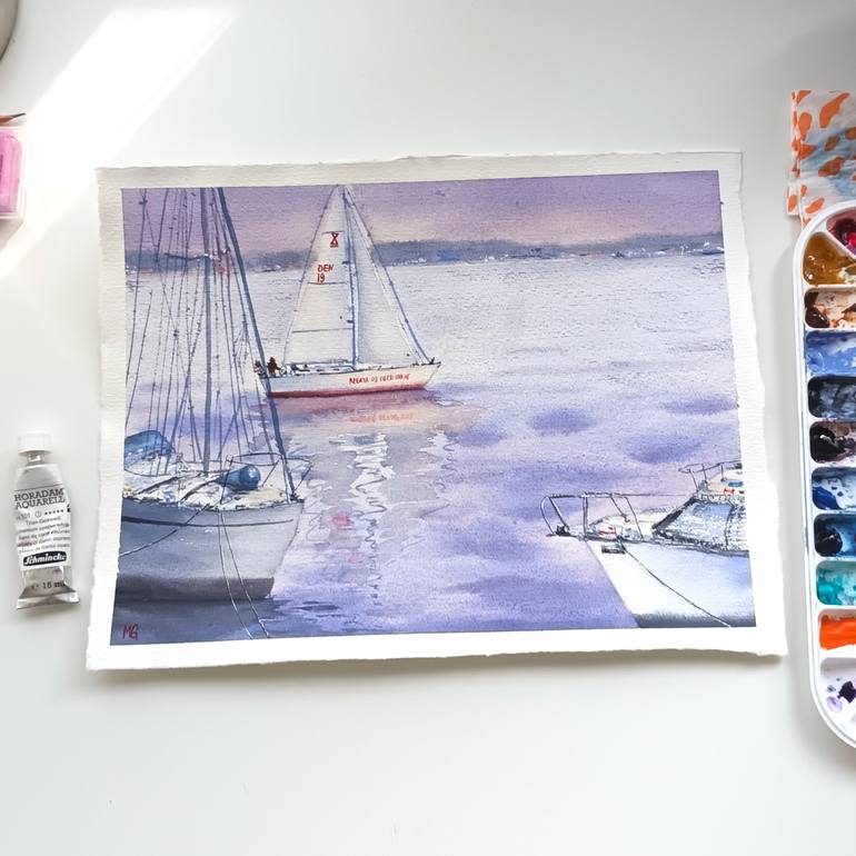 Original Impressionism Seascape Painting by Maya Burchak