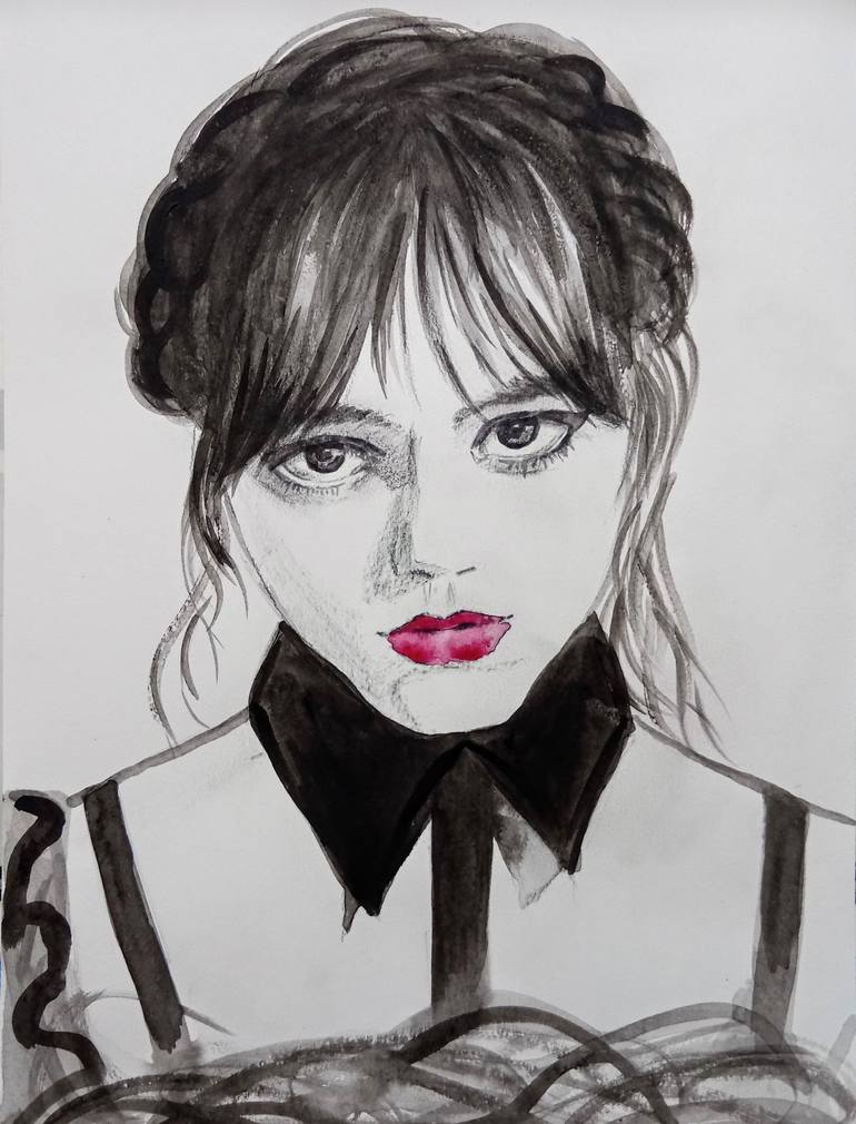 Wednesday Addams. Jenna Ortega. Painting By Dinara Akbuzau 