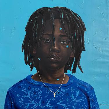 Original Portraiture Children Mixed Media by Eyitayo Alagbe