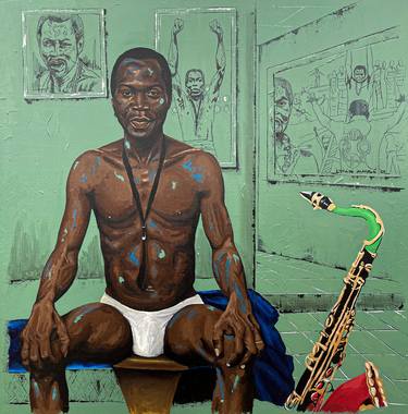 Original Figurative Men Paintings by Eyitayo Alagbe