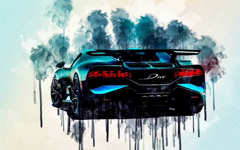 Bugatti Divo Rear View New Hypercar Exterior New Divo Supercar Bugatti Printmaking By