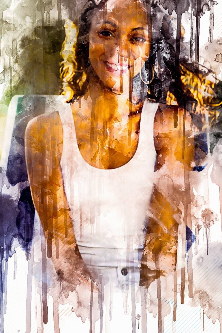 Celebrity Zoe Saldana Womens Health d painting ink watercolor colorful ...