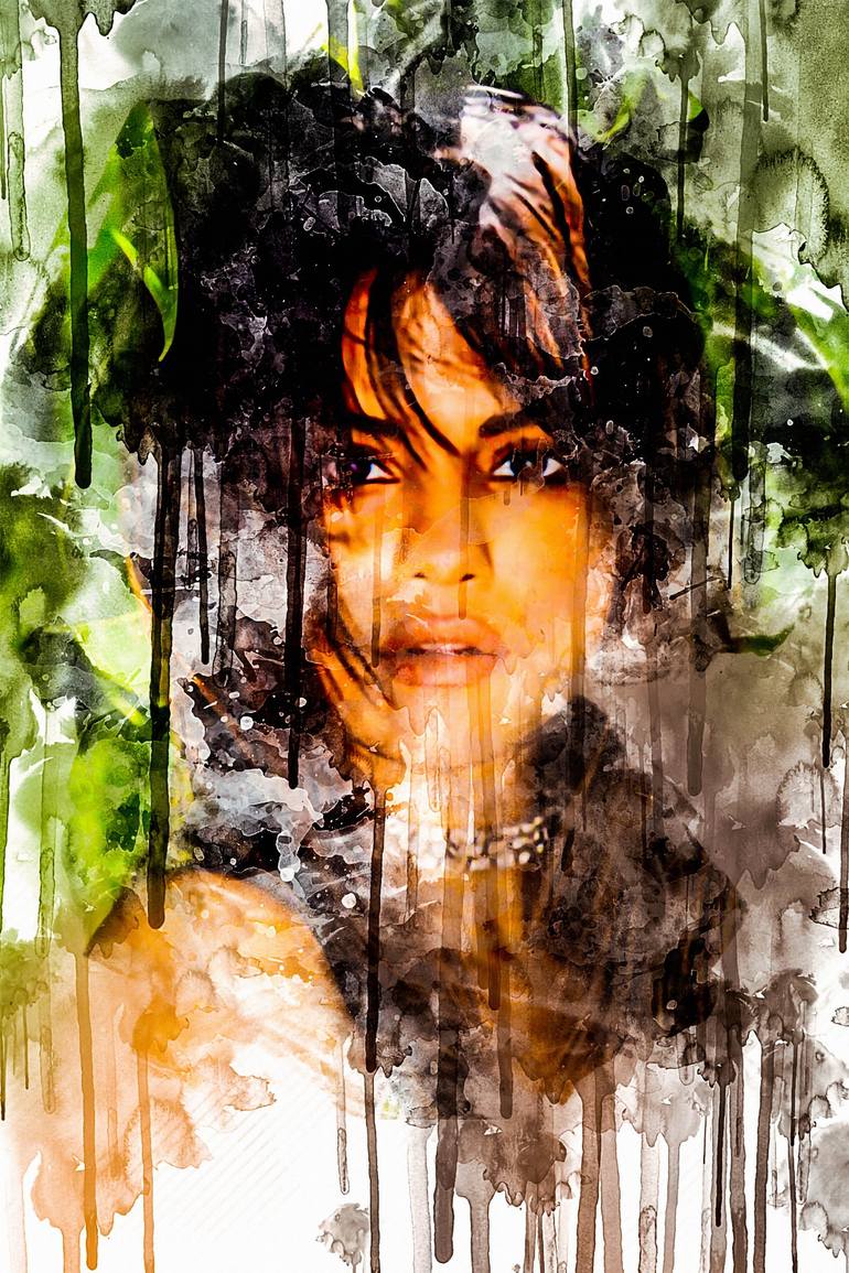 Celebrity Selena Gomez Face Portrait Elle E painting watercolor