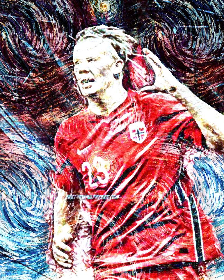 Pop art painting of erling haaland shouting on Craiyon