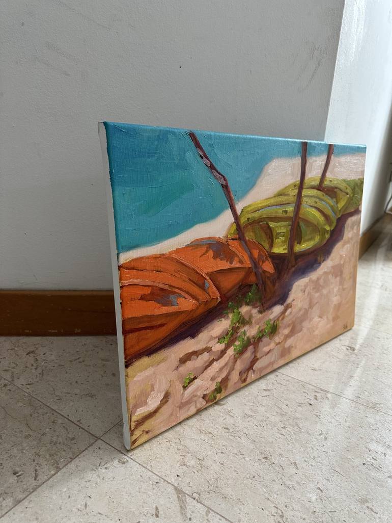 Original Boat Painting by Anna Bogushevskaya