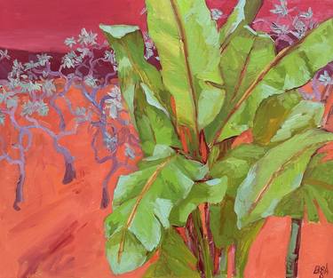 Red landscape with banana tree thumb