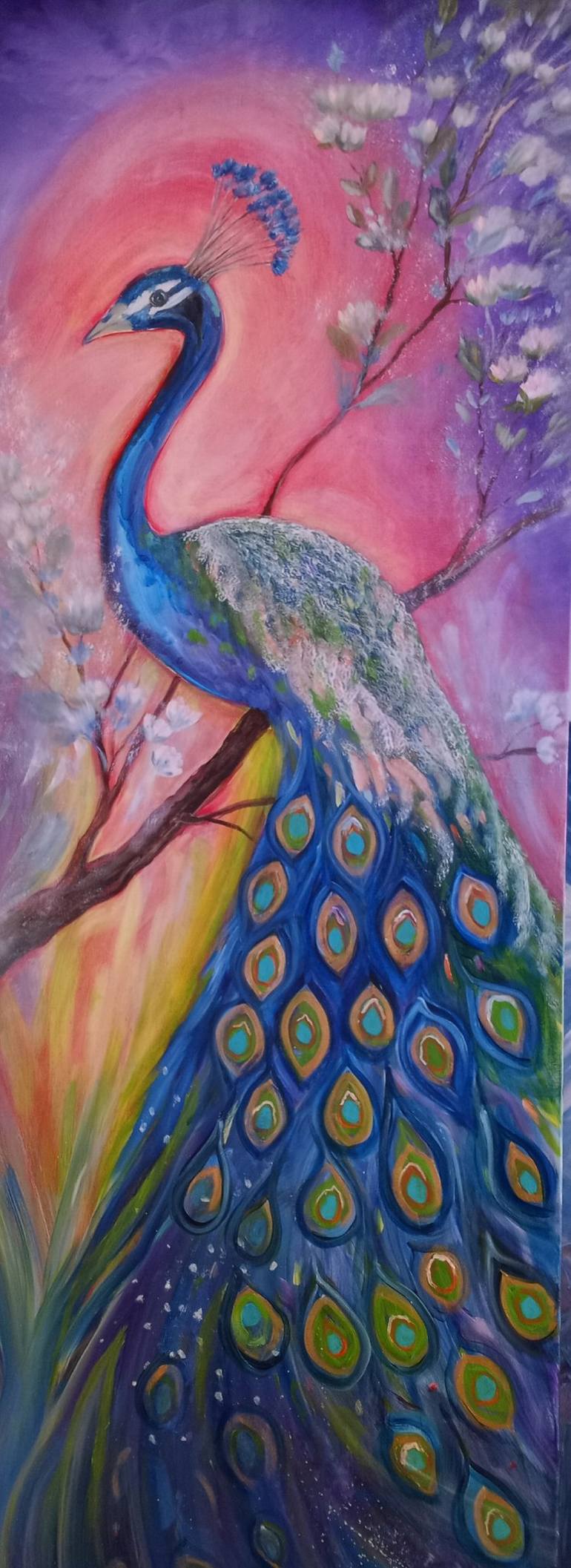 Sunrise Peacock Painting by Silvana de Boer | Saatchi Art