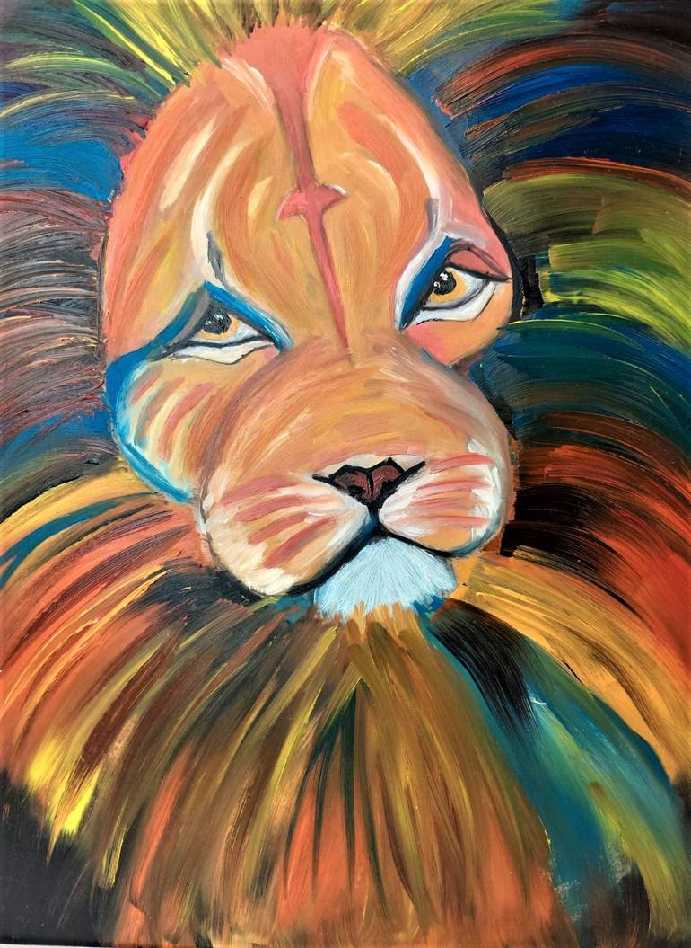 A0 canvas print Australia painting rainbow lion tiger pop abstract art original 