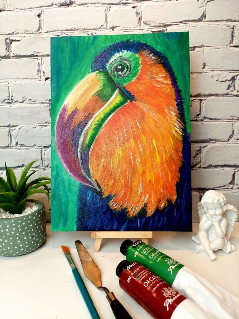 Original Abstract Expressionism Animal Painting by Violetta Pavlenko