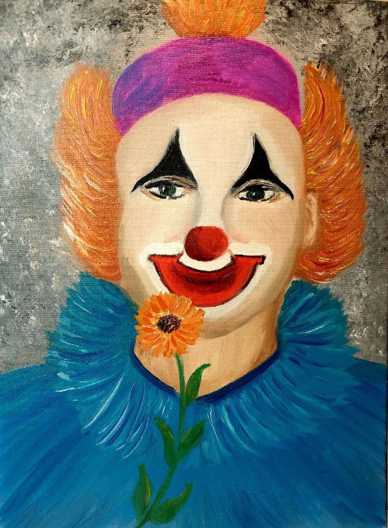 Original oil painting CLOWN ROMANTICPainted on stretched canvas