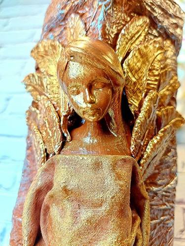 Powertex sculpture "YOUR GOLDEN ANGEL" Handmade sculpture Powertex hardener Amazing gift Exclusive candlestick Collectible Candle is gifted thumb