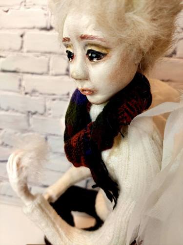 Angel sculpture Divine creature "Angel Dreams" Handcrafted doll Authors original doll Static doll Collectible angel doll Best gift Handsome man Angel doll thumb