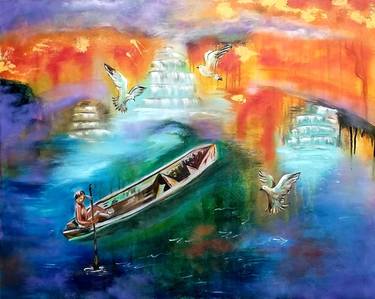 Original Abstract Sailboat Paintings by Niyati Jiwani